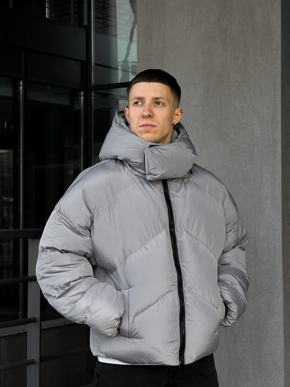 Мужская зимняя куртка-пуховик Reload Quadro темно-серая - Фото 3