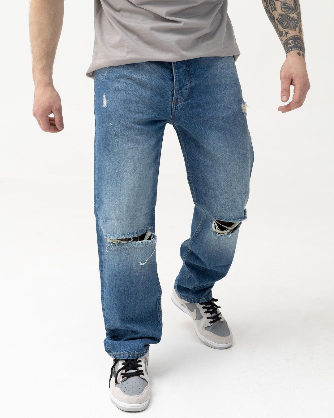 Чоловічі сині джинси BEZET базові рвані - Фото 2