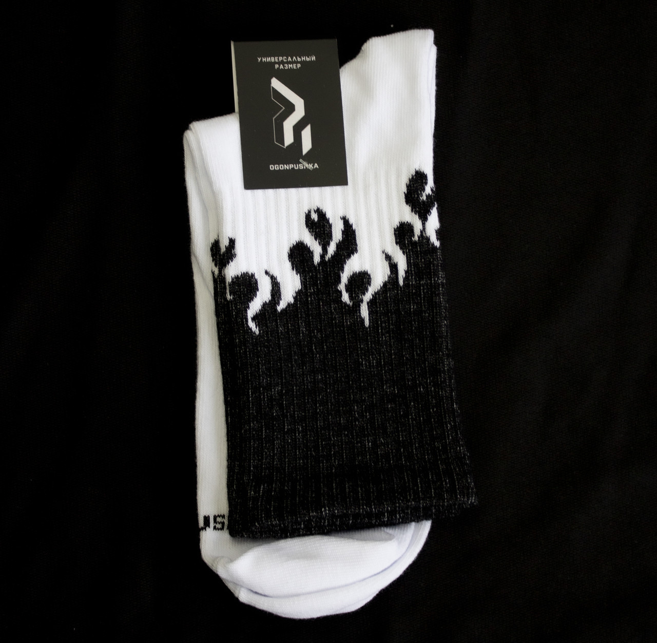 Довгі шкарпетки OGONPUSHKA Round чорно-білі Пушка Огонь - Фото 1