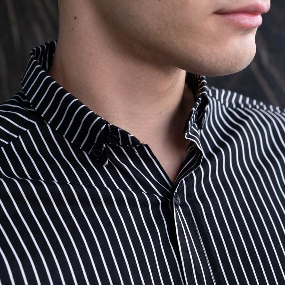 чоловіча сорочка з довгим рукавом чорна Pobedov Orel дизайн смужки POBEDOV - Фото 3