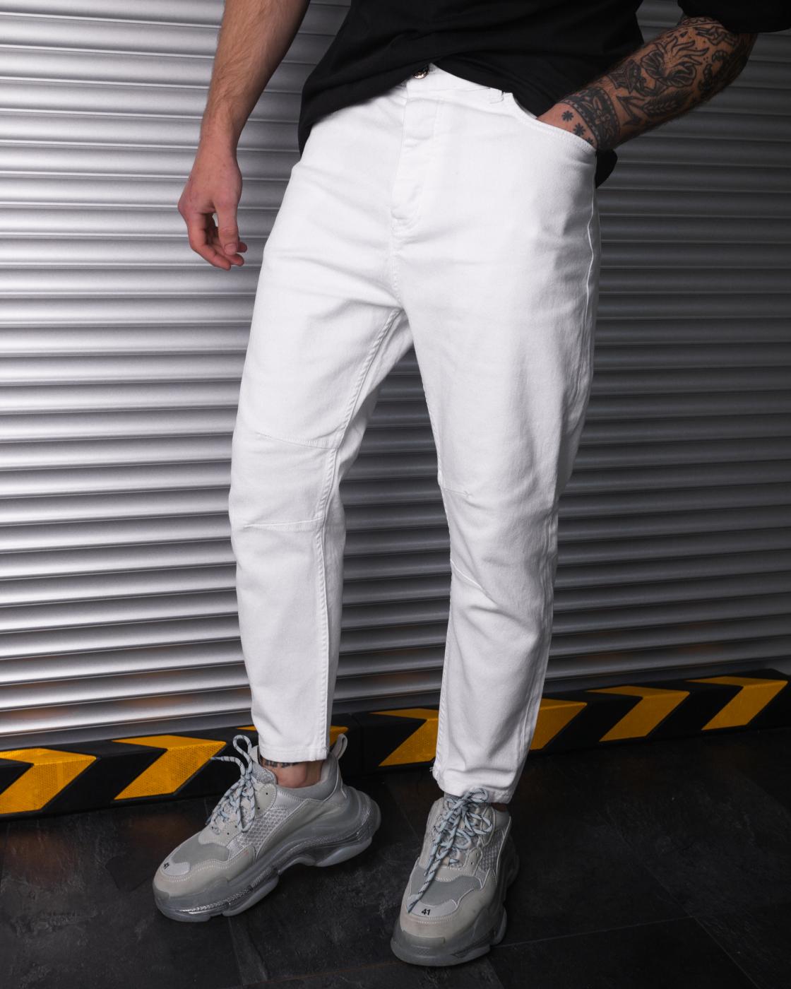 Белые мужские джинсы бойфренды BEZET BASIC