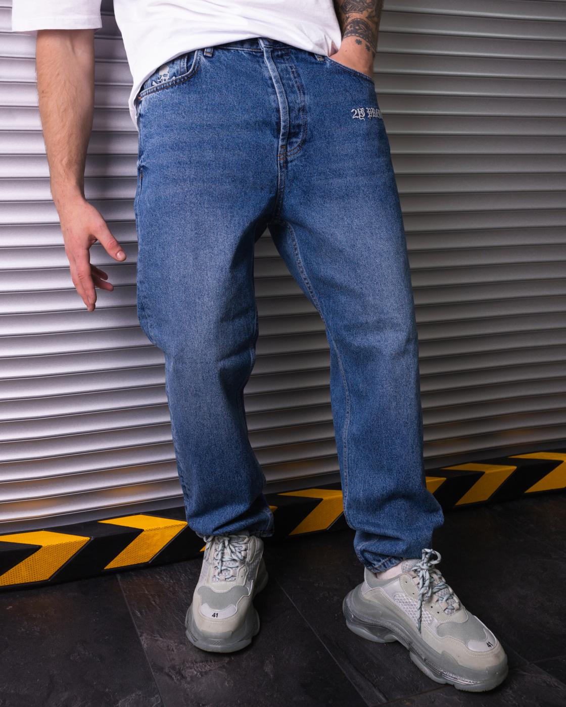 Чоловічі джинси широкі BEZET синій - Фото 2