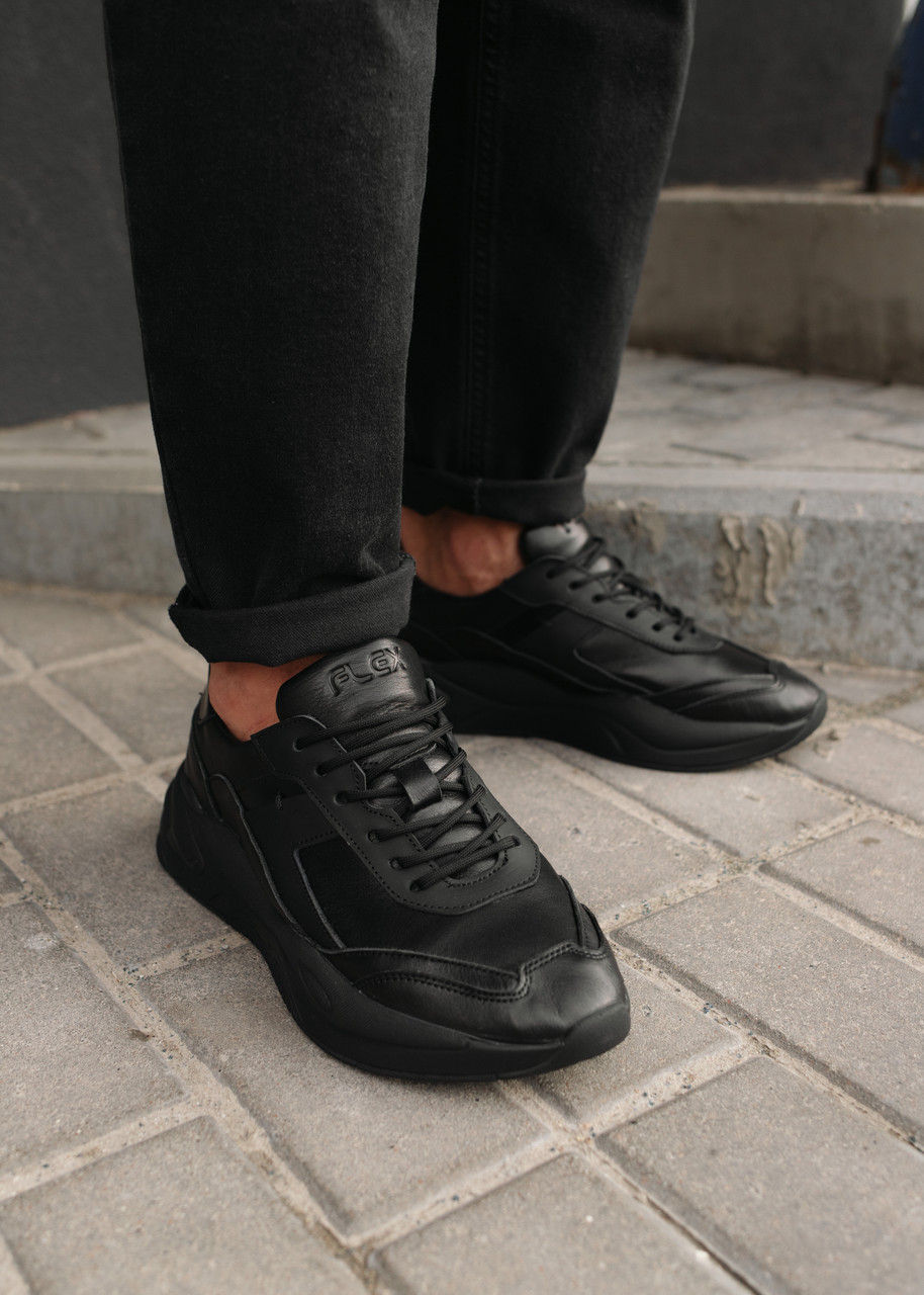 Кросівки чоловічі натуральна шкіра, чорні, модель Ігніс TURWEAR - Фото 1