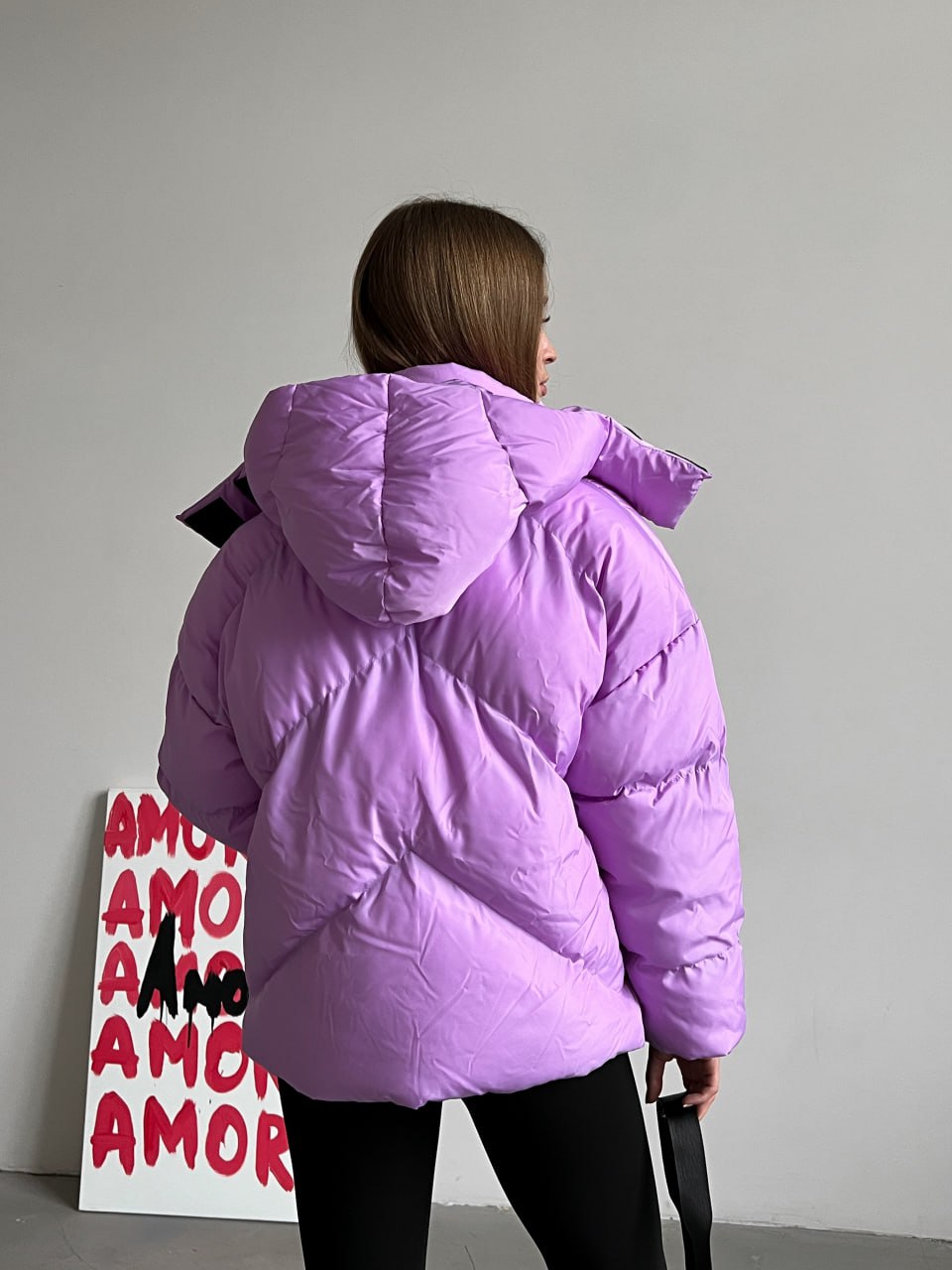 Женская зимняя куртка пуховик оверсайз Reload - Quadro W лавандовая - Фото 3