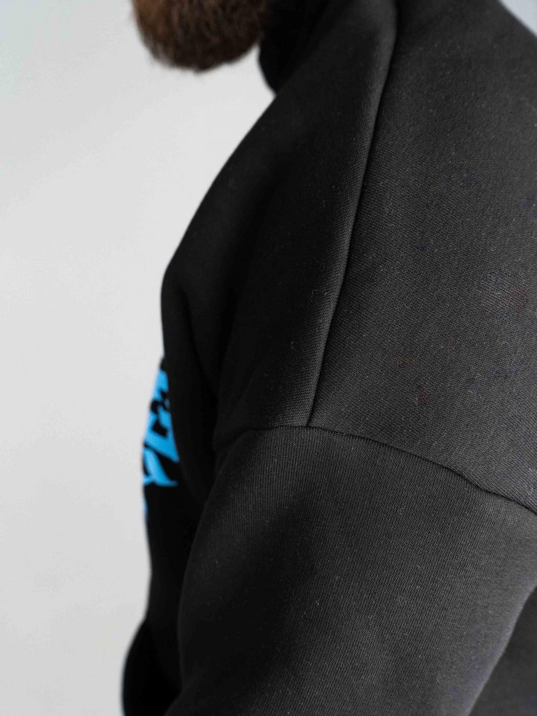 Худі утеплене чорне Свобода блакитно-жовте лого Custom Wear - Фото 4