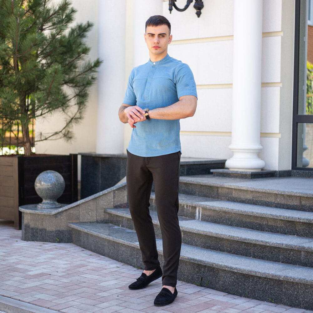 Чоловіча сорочка з коротким рукавом блакитна Pobedov Vpered POBEDOV - Фото 2