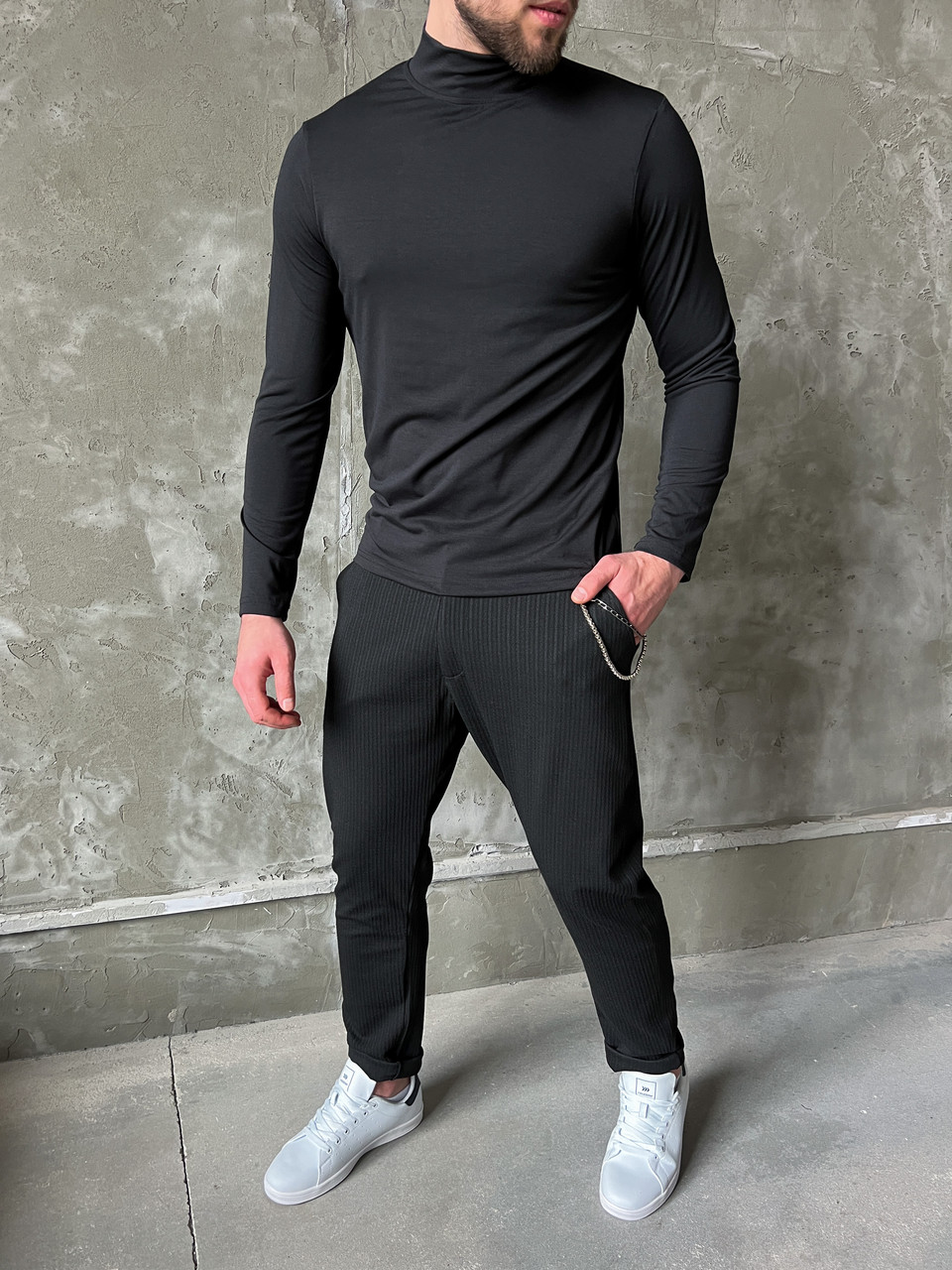 Штаны чинос мужские черные модель Вилл - Фото 2