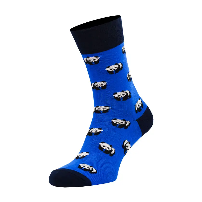Шкарпетки чоловічі кольорові з бавовни, сині панди MansSet - Фото 1