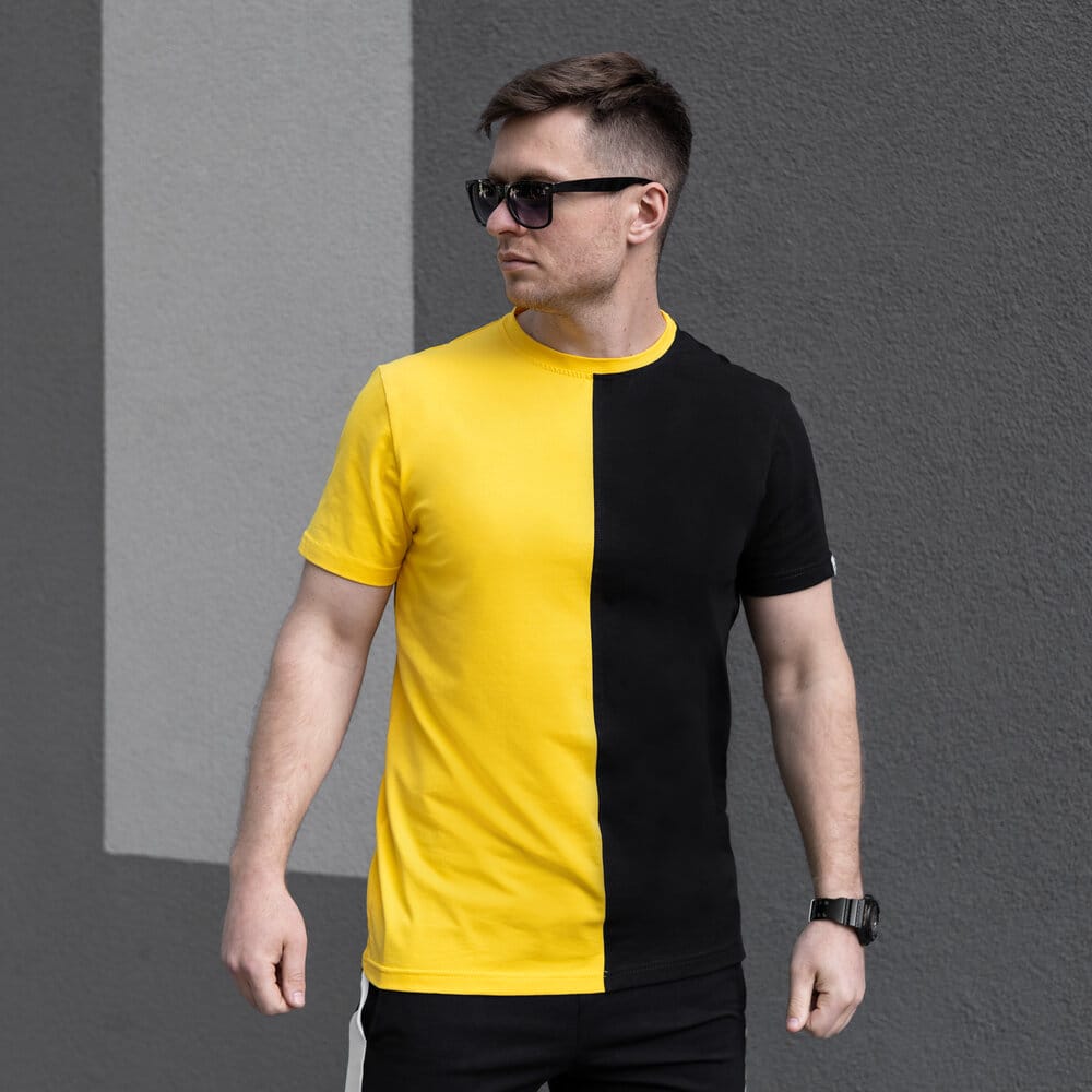 Чоловіча футболка бавовняна Pobedov Segmentation B2 жовто-чорна POBEDOV