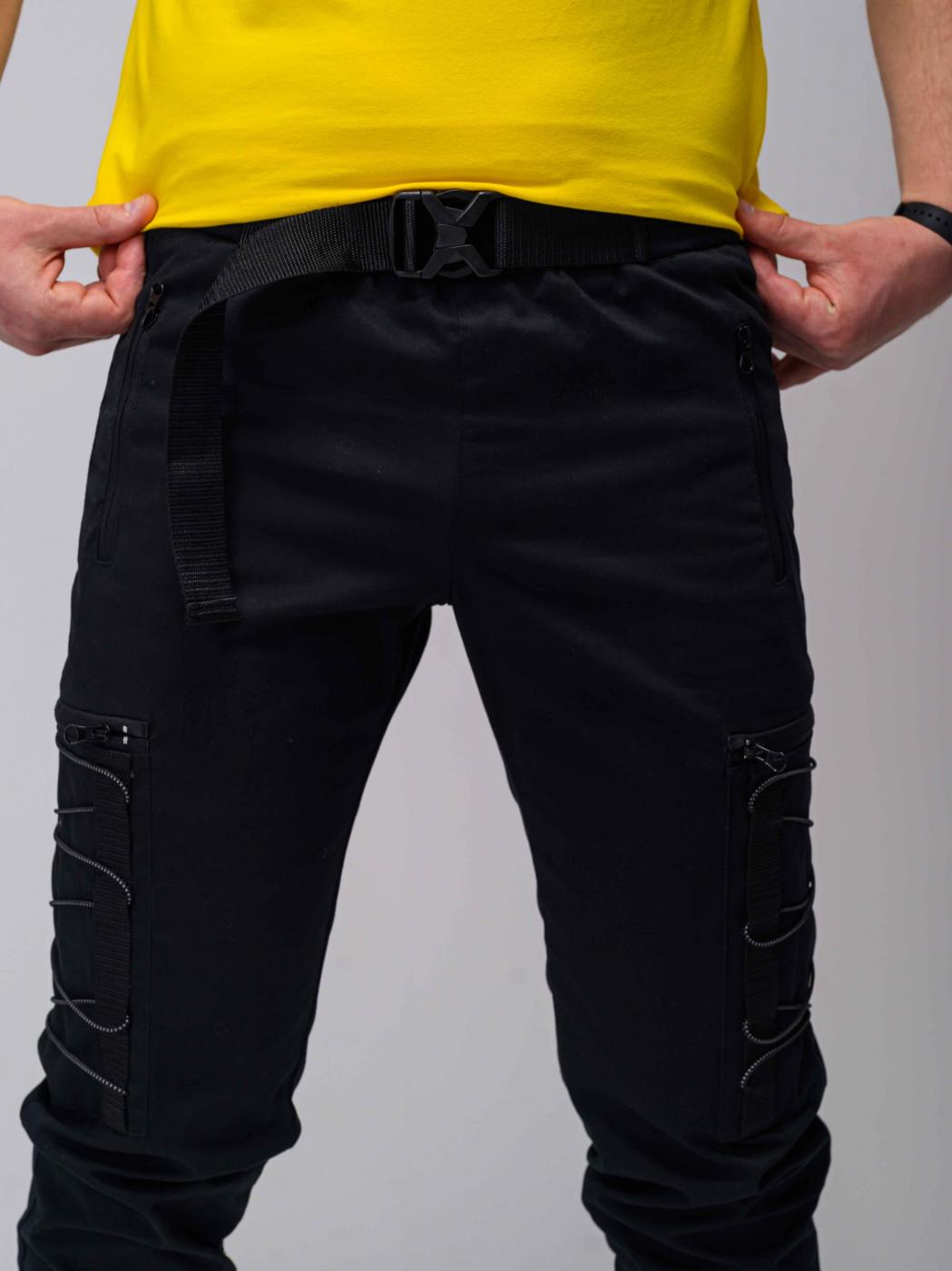 Штани карго Satoshi чорні з рефлектівом на липучці Custom Wear - Фото 4