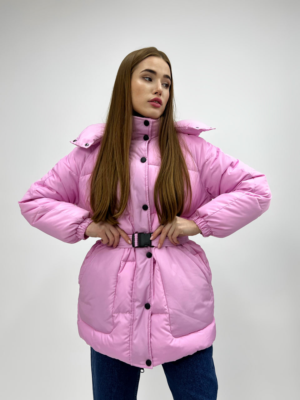 Женская зимняя куртка-пуховик Reload Elly розовый/ Зимний короткий пуховик оверсайз стильный теплый