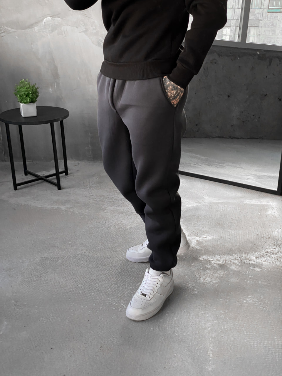 Чоловічі теплі спортивні штани з начосом Reload Cold графіт/ Трикотажні штани флісові демісезон - Фото 1
