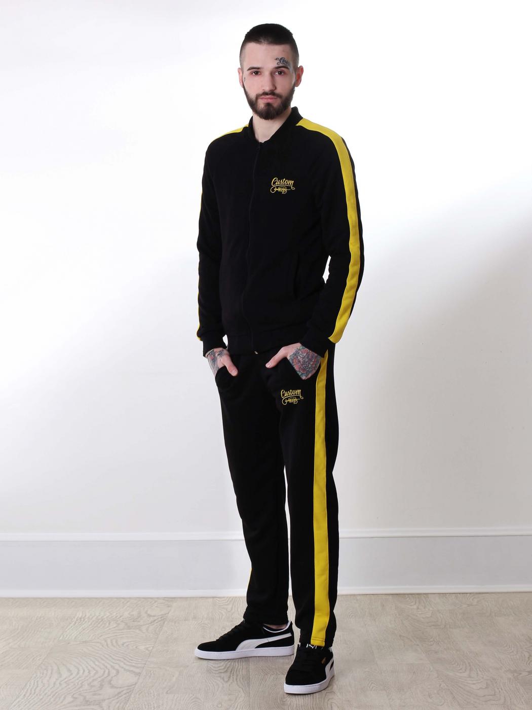 Штаны Custom Wear с лампасами Black/Yellow - Фото 2