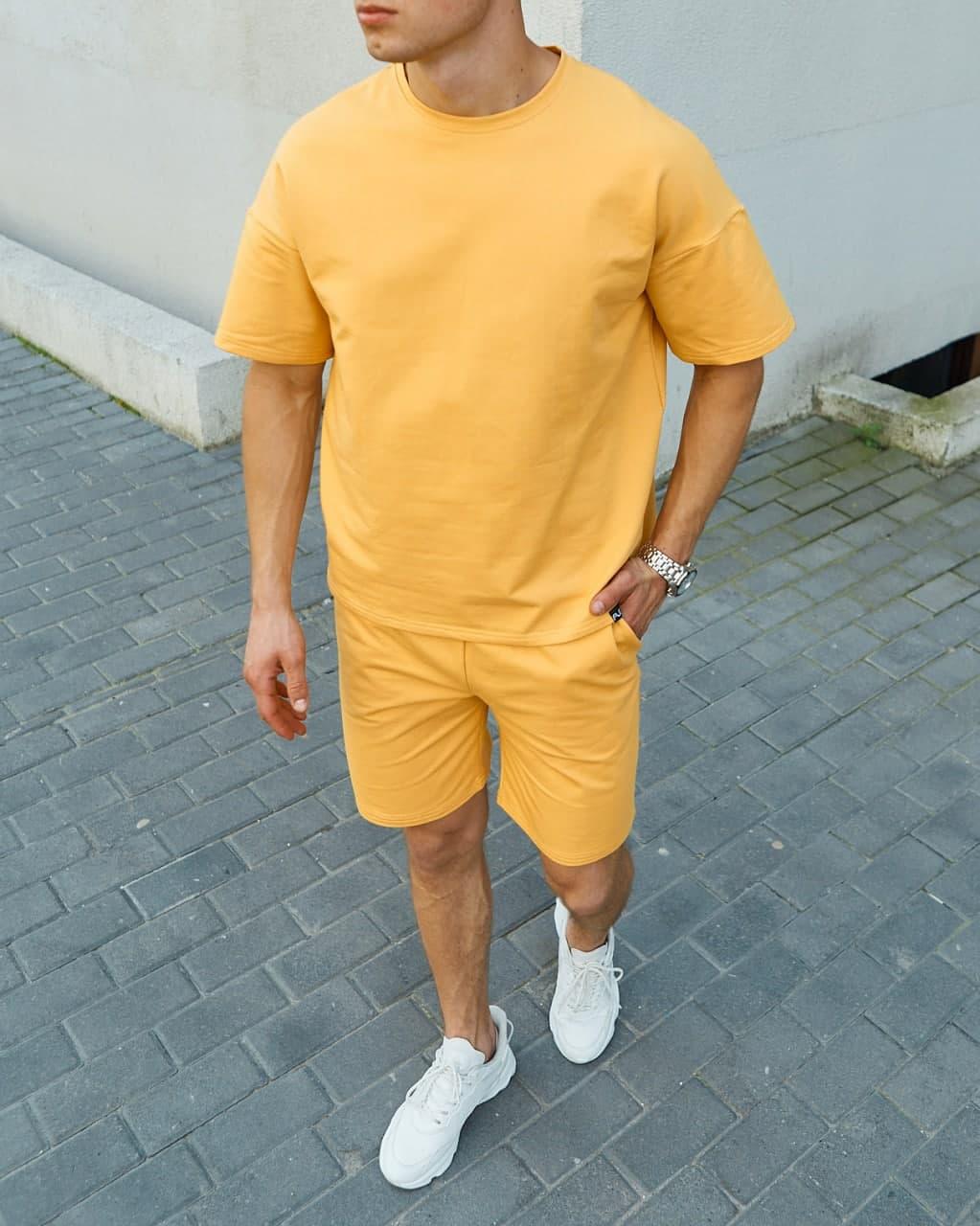 Літній комплект- помаранчева футболка чоловіча Quil (Квіл), помаранчеві шорти чоловічі Duncan (Дункан) TURWEAR