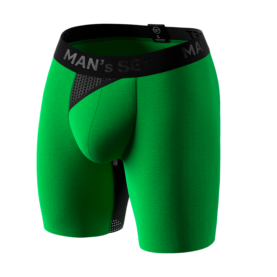 Чоловічі анатомічні боксери з бавовни, Anatomic Long 2.0 Light, Black Series, зелений MansSet