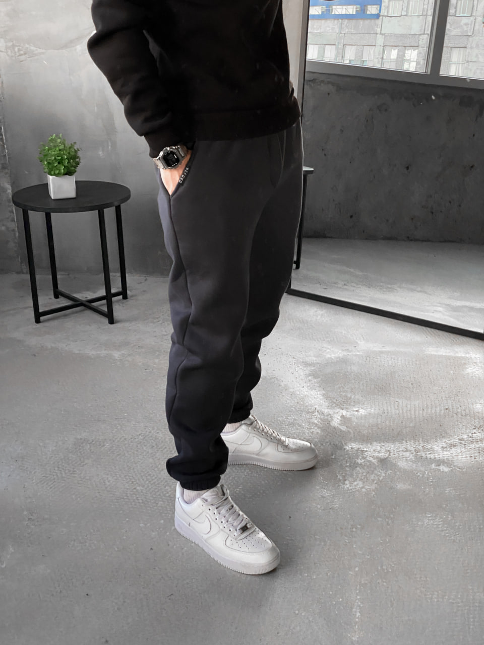 Чоловічі теплі спортивні штани з начосом Reload Cold графіт/ Трикотажні штани флісові демісезон - Фото 2