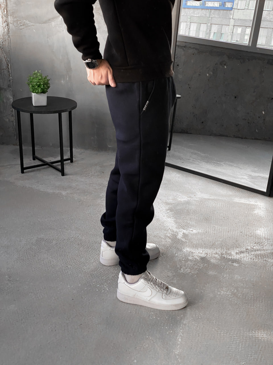 Чоловічі теплі спортивні штани з начосом Reload Cold темносиній / Трикотажні штани флісові демісезон - Фото 1