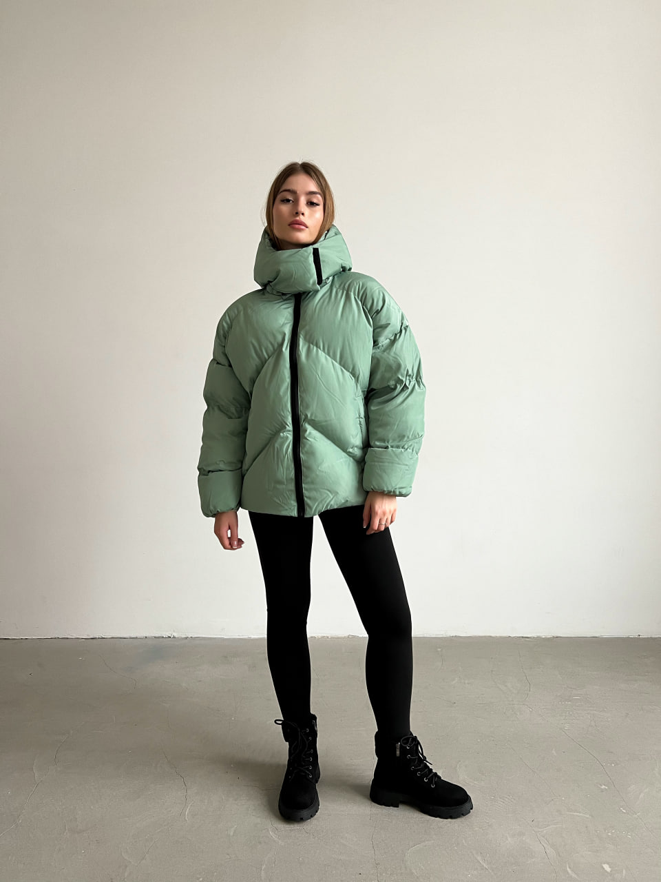 Женская зимняя куртка пуховик оверсайз Reload - Quadro W мятная - Фото 3
