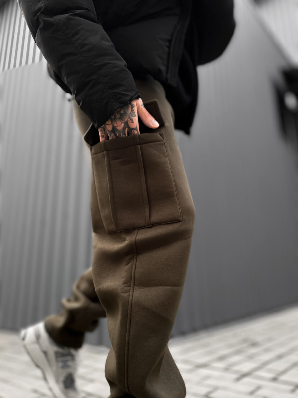 Мужские теплые спортивные штаны с начесом Reload Active хаки/ Трикотажные штаны флисовые с кармаными - Фото 8