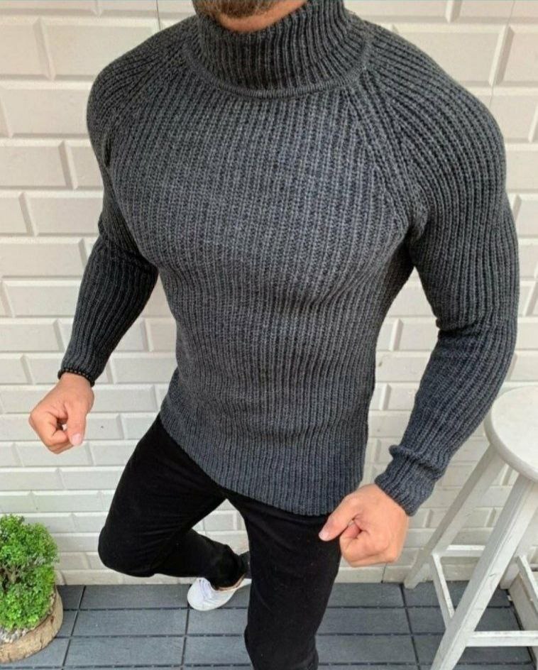 Мужской теплый вязаный свитер под горло Sold Out - Фото 2