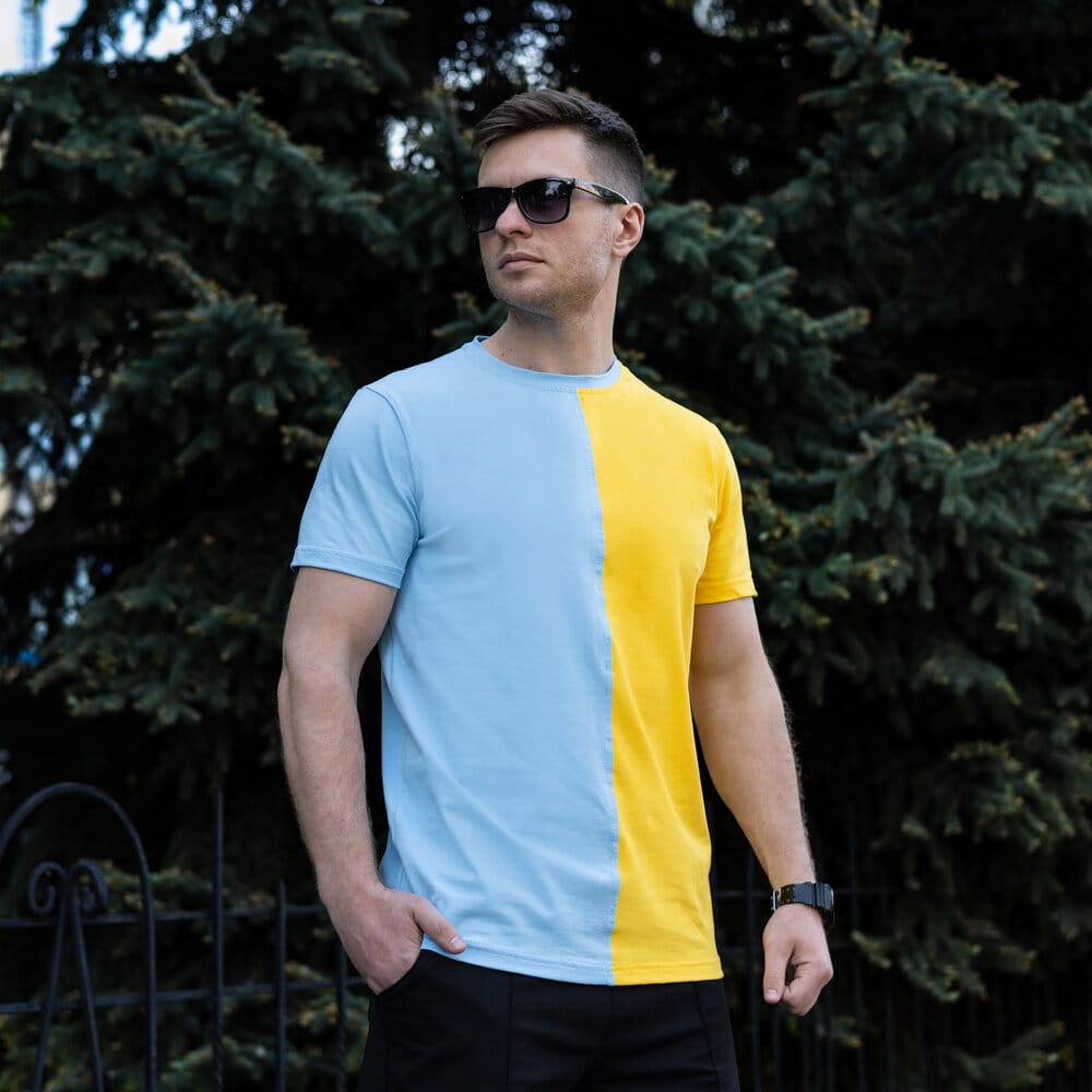 Чоловіча футболка бавовняна Pobedov Segmentation B2 жовто-блакитна POBEDOV