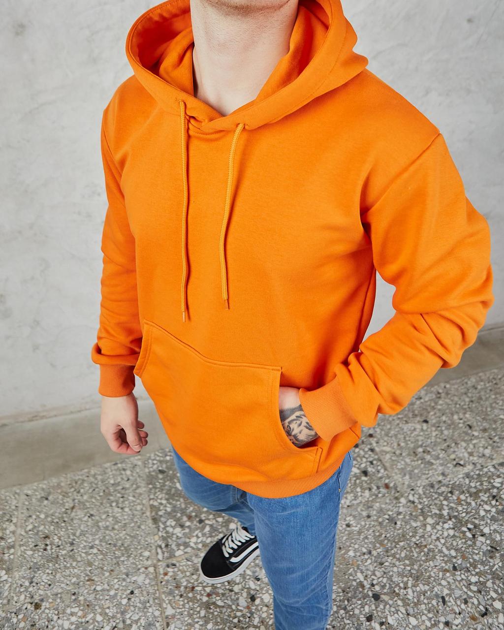 Худі чоловічий помаранчевий без принта від бренду ТУР TURWEAR - Фото 1