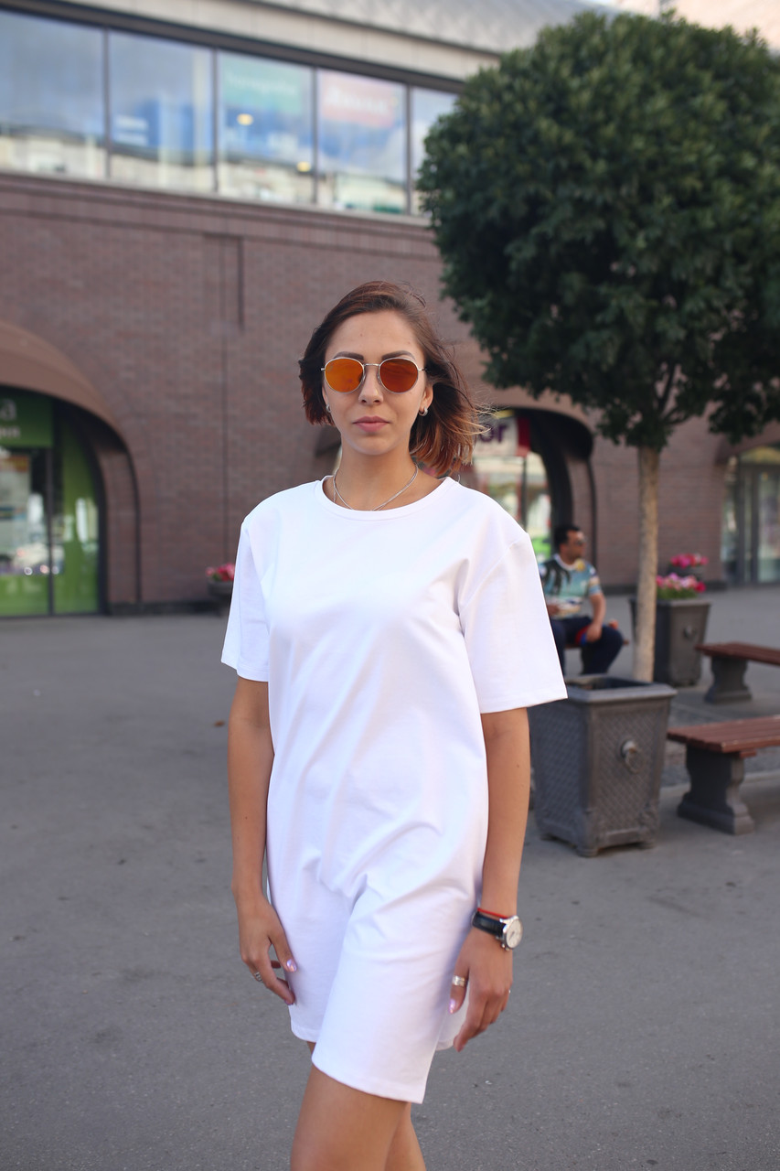 Платье-футболка женское белое бренд ТУР модель Сарина (Sarina) TURWEAR - Фото 2