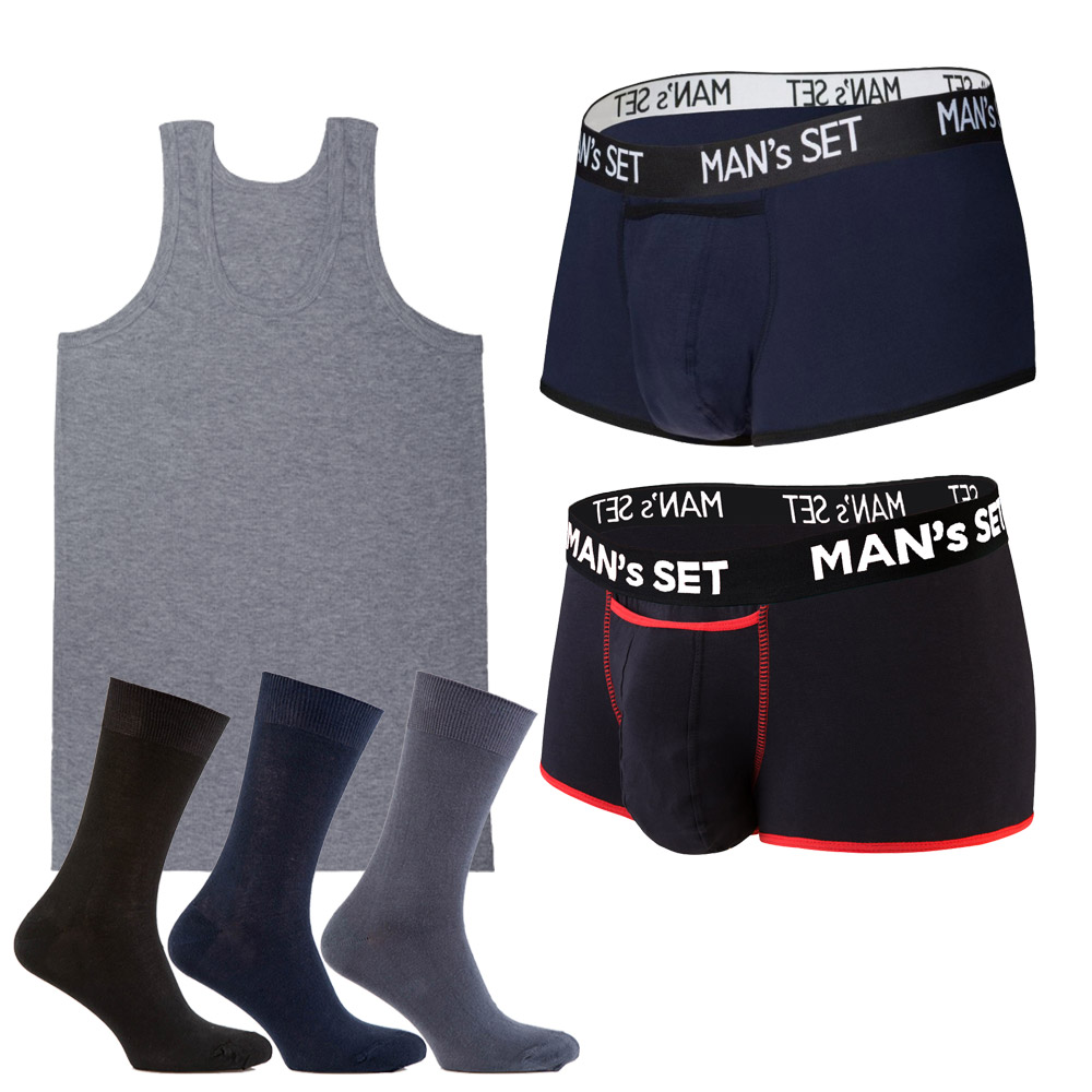 Комплект анатомічних боксерів Sport, майки та шкарпеток SHIRT SET Large MansSet