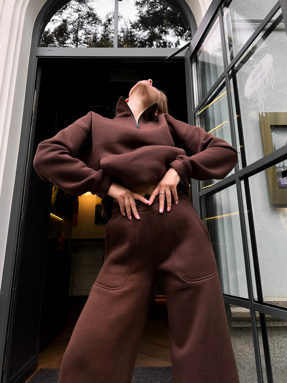 Теплий жіночий спортивний костюм оверсайз Reload - Hard, коричневий - Фото 3