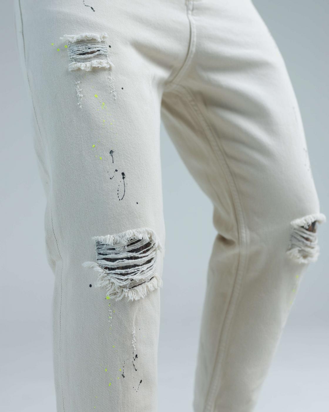Білі джинси BEZET дизайнерські з перфорацією - Фото 1