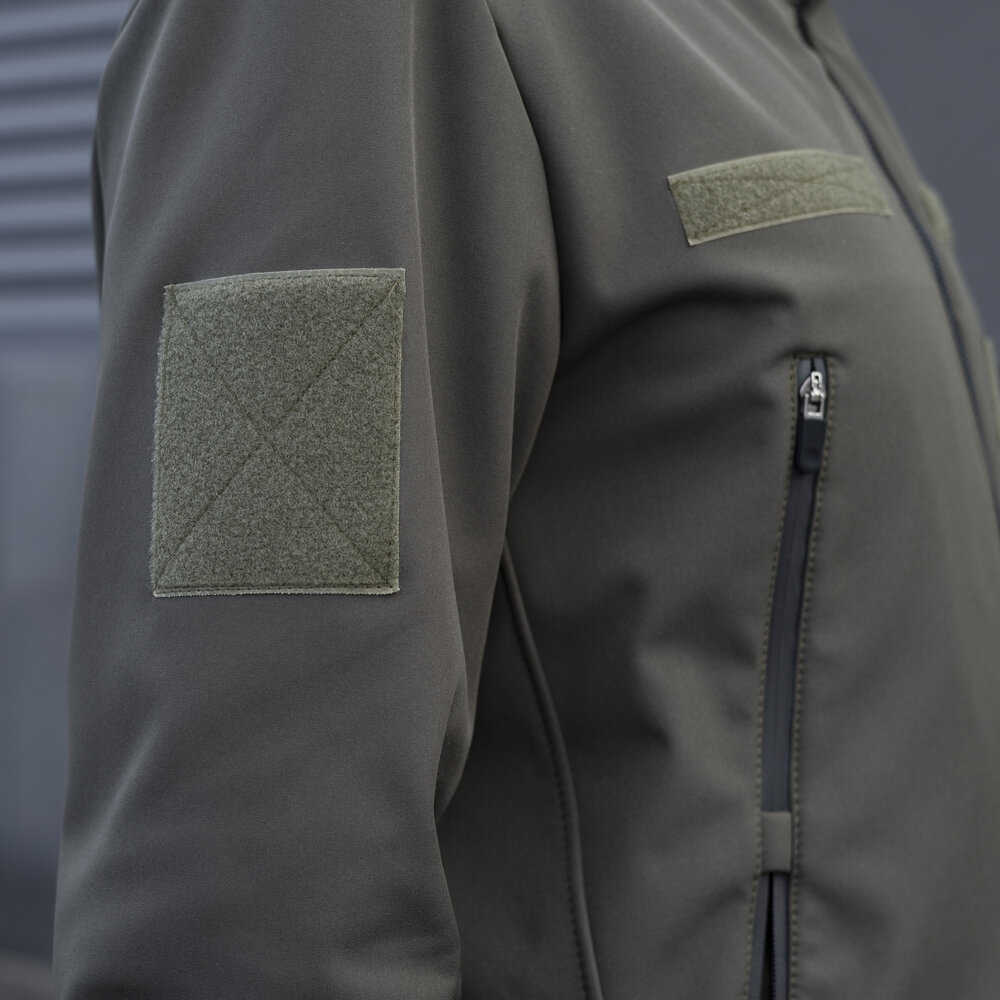 Куртка чоловіча демісезонна з капюшоном хакі Pobedov Motive з липучками POBEDOV - Фото 5