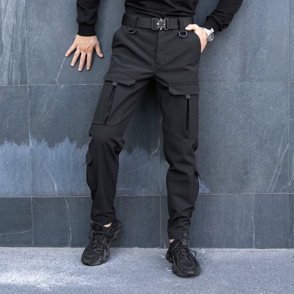 Штани карго чоловічі демісезонні з кишенями чорні Pobedov Hardy POBEDOV - Фото 1