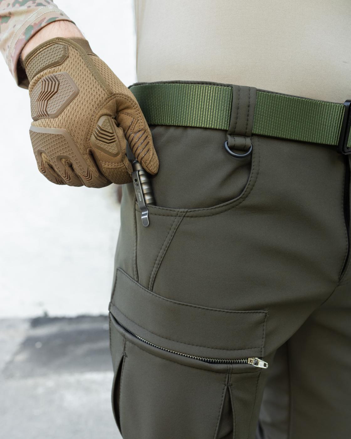 Зимові брюки карго тактичні Softshell BEZET Ешелон хакі - Фото 6
