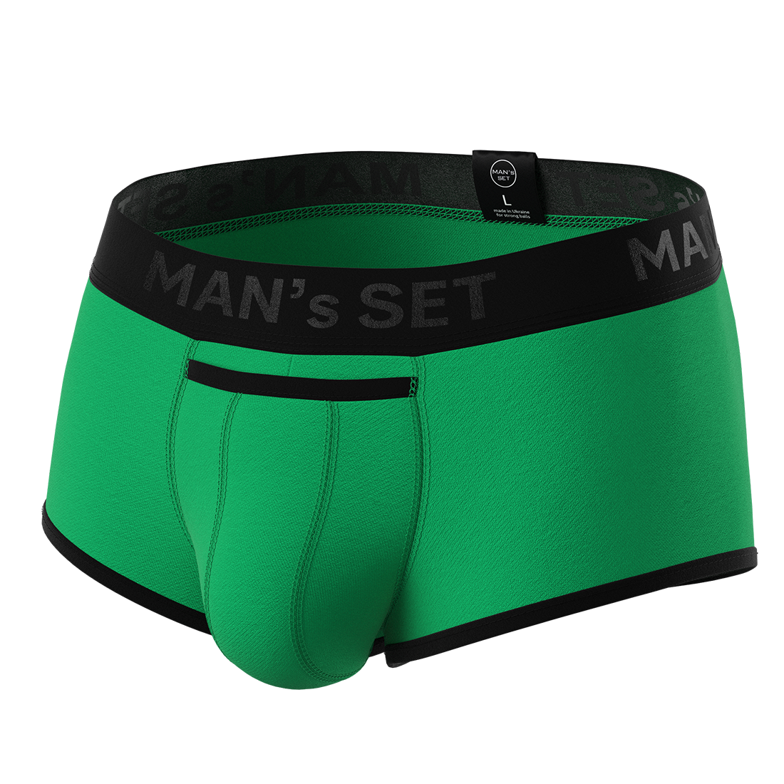 Мужские анатомические спортивные боксеры из хлопка 'Black Series' Sport зелёный MansSet - Фото 2
