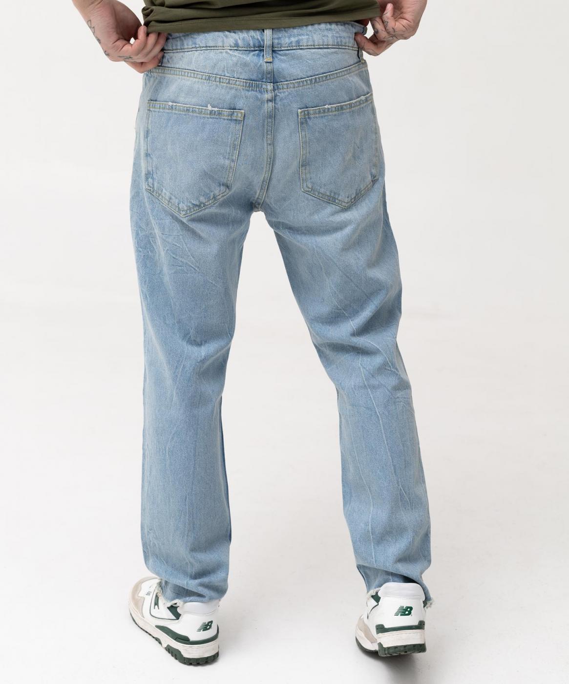 Базовые голубые джинсы BEZET Basic с порезами  - Фото 2