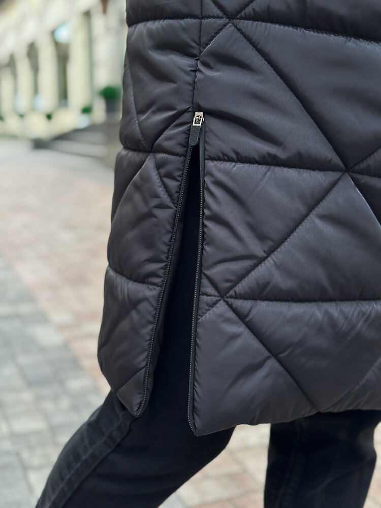 Чоловіча зимова куртка подовжена з капюшоном чорна Pobedov Zmist - Фото 2