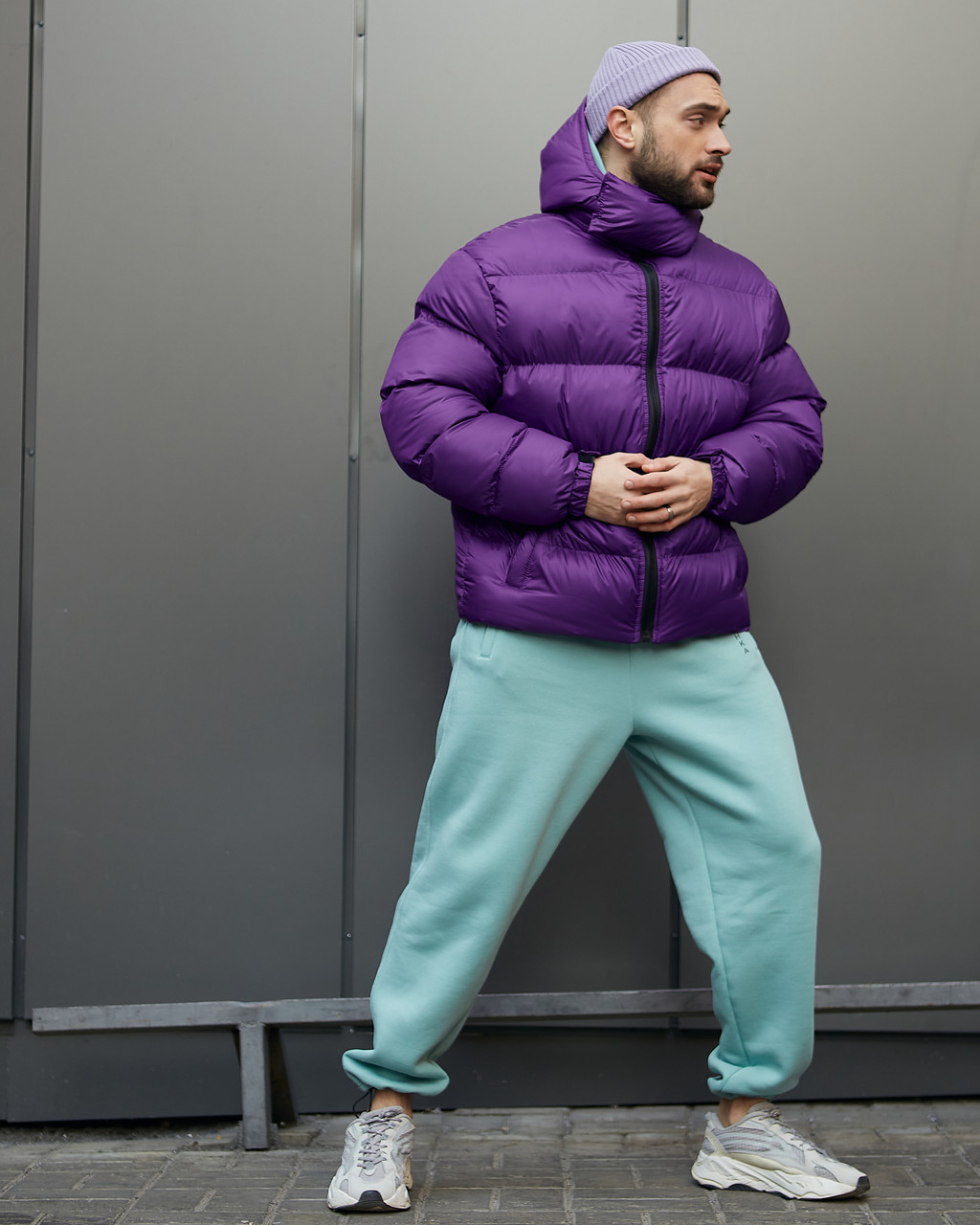 Зимняя мужская куртка Homie фиолетовая Пушка Огонь - Фото 8