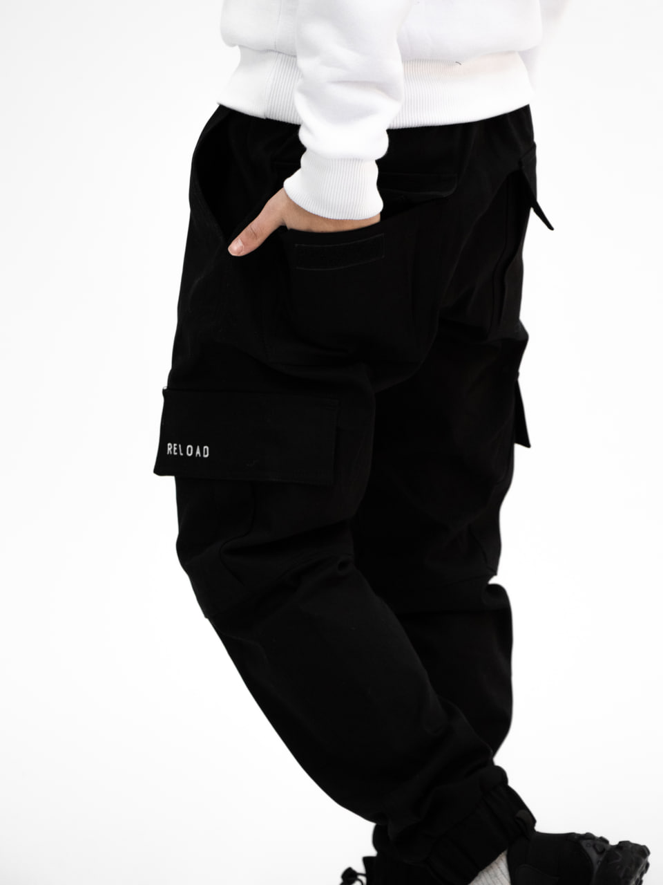 Мужские карго штаны Reload G-Point черный / Штаны карго с кармаными - Фото 8