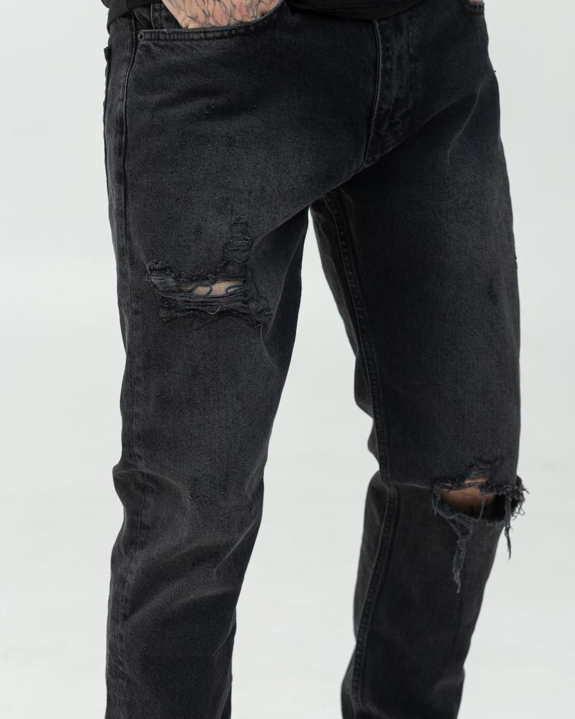Чорні джинси BEZET Basic з перфорацією - Фото 2