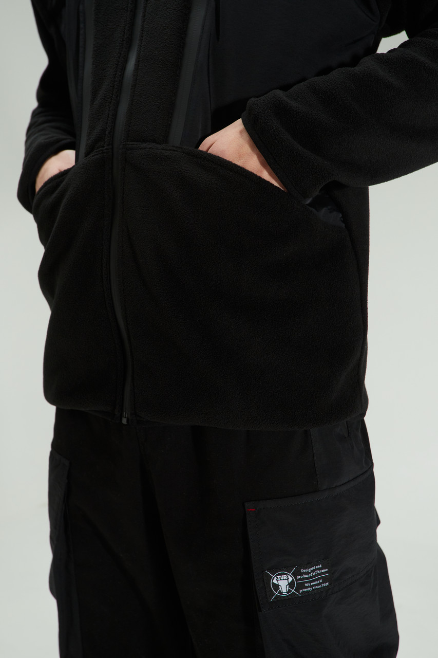 Кофта флисовая (зиппер) мужская черная от бренда ТУР модель Стелс TURWEAR - Фото 8