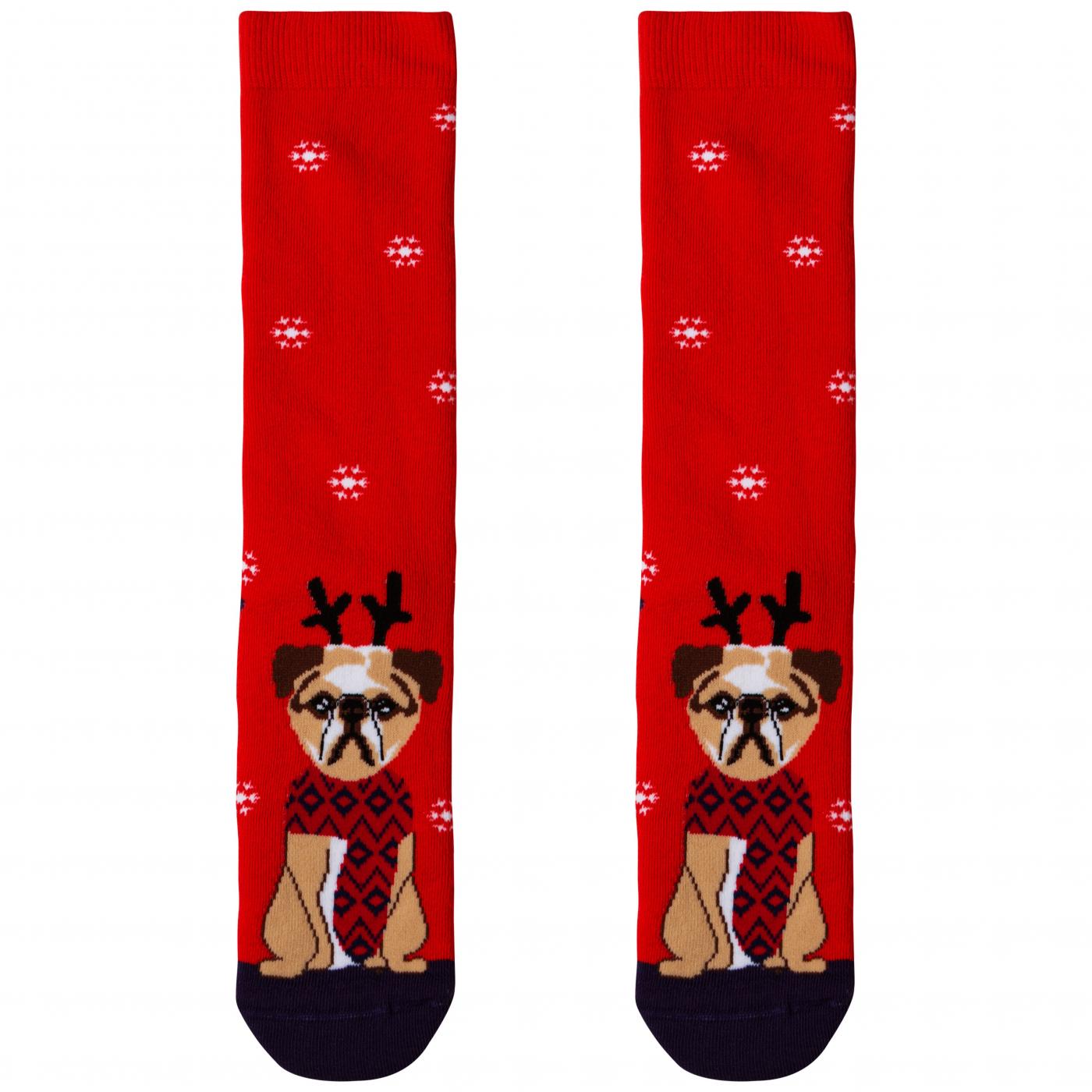 Шкарпетки жіночі новорічні, червоний 'Мопс' MansSet