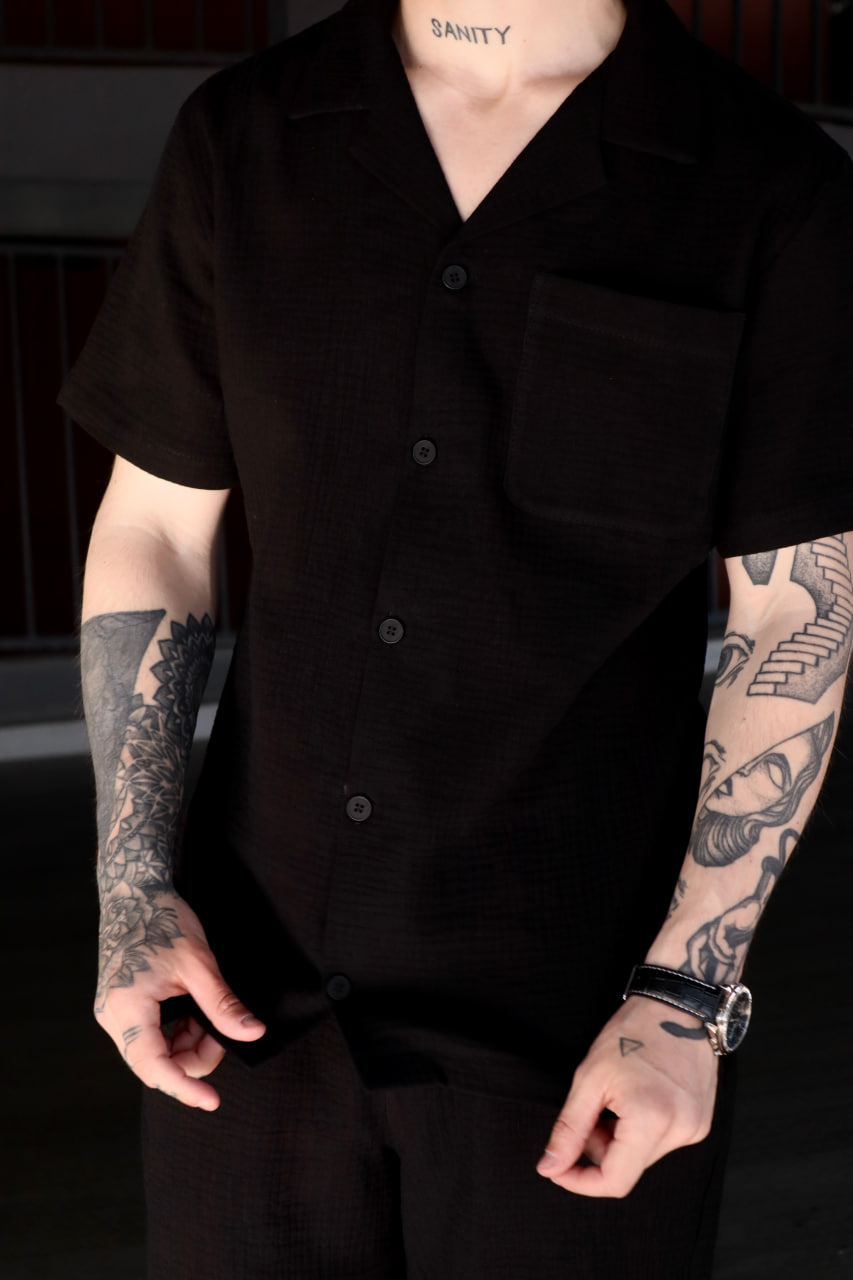 Чоловічий літній комплект сорочка та шорти Reload - Blade, чорний - Фото 3