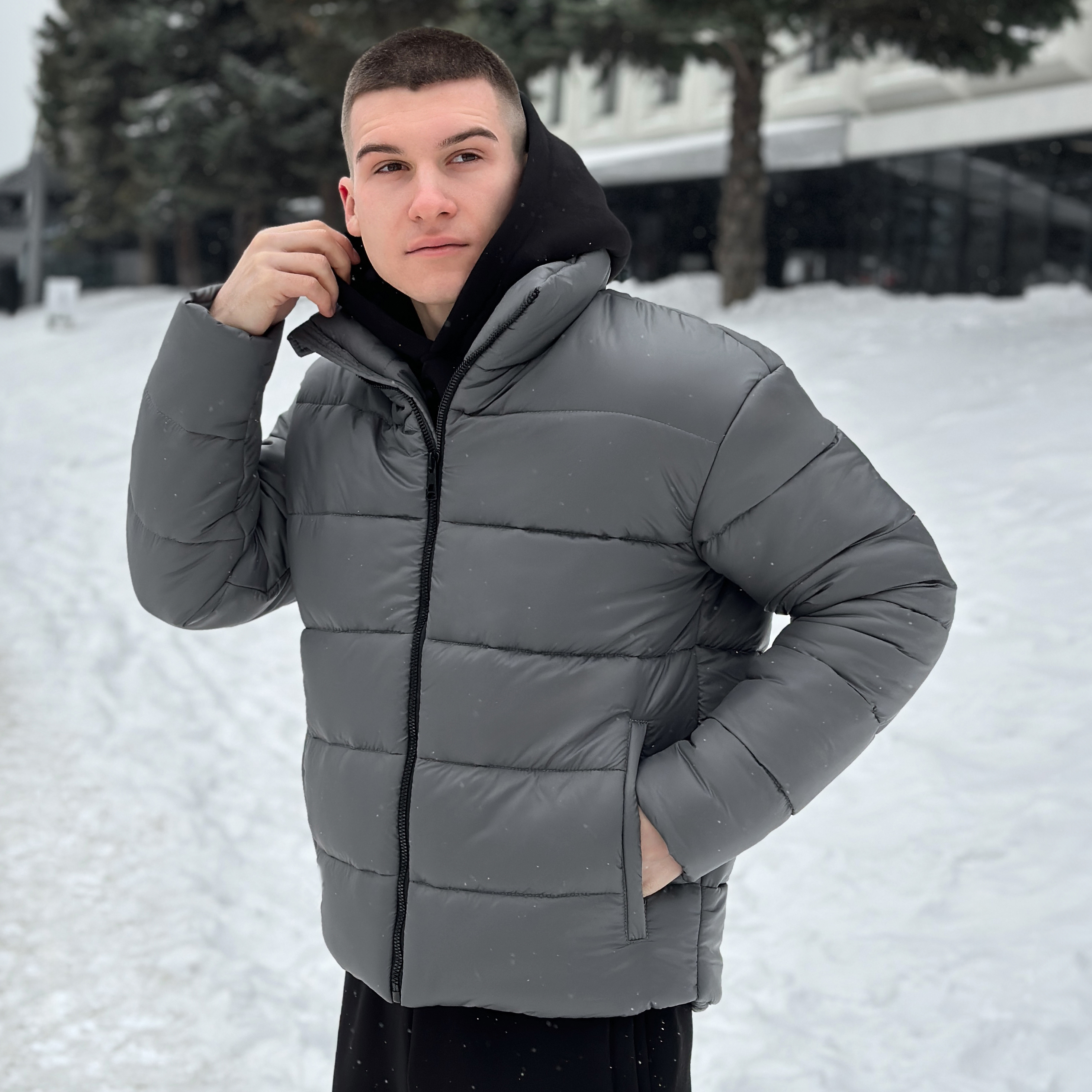 Чоловіча зимова куртка темно-сіра Pobedov Bubble Gum POBEDOV - Фото 3