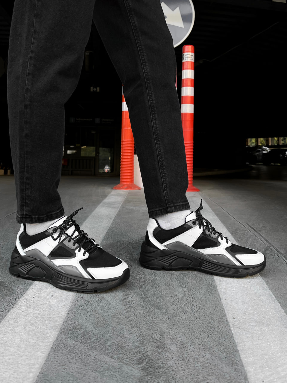 Мужские кроссовки кожаные Ultimate черно-белые (водонепроницаемые) - Фото 7