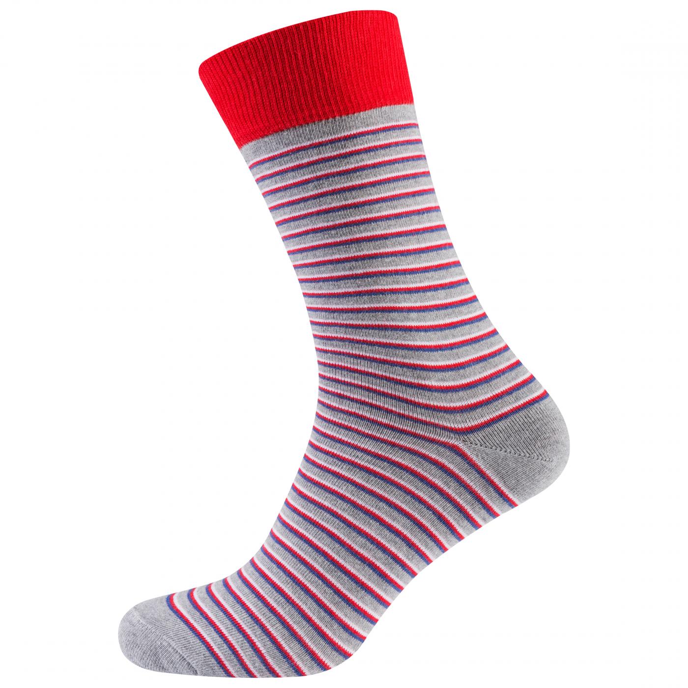 Шкарпетки чоловічі кольорові з бавовни, червона смужка MansSet