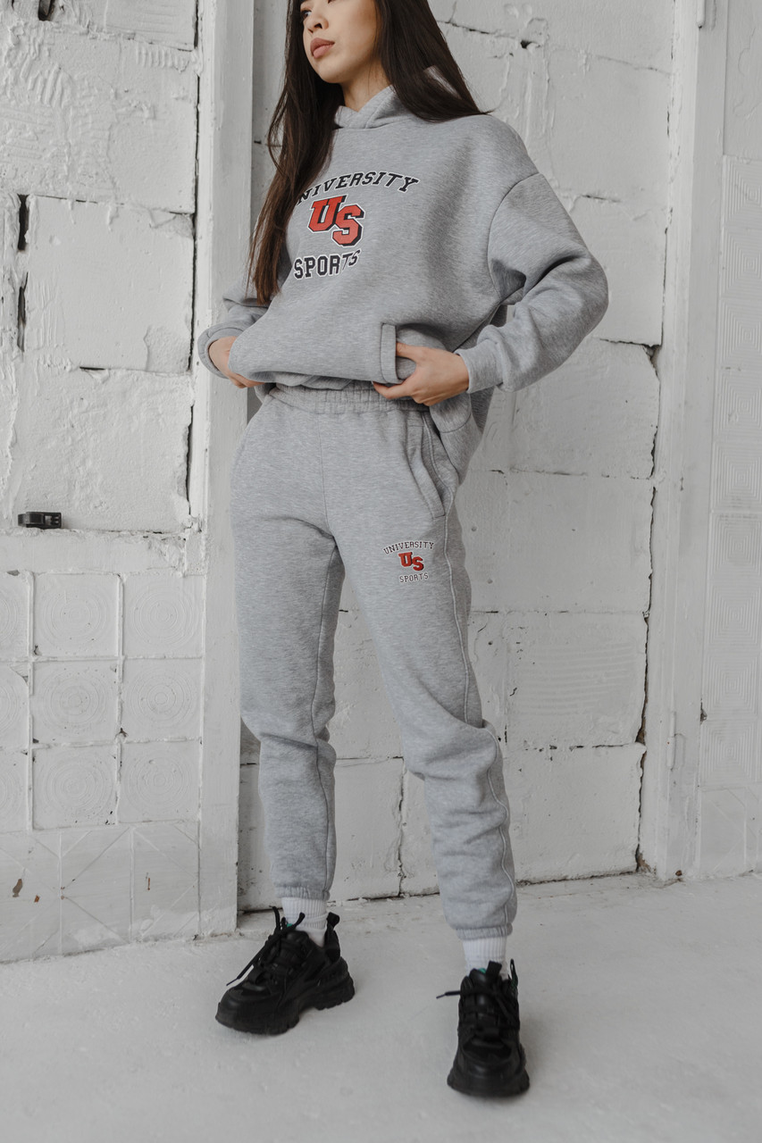 Утепленные спортивные штаны женские флисовые Университет от бренда Лунали серый TURWEAR - Фото 8
