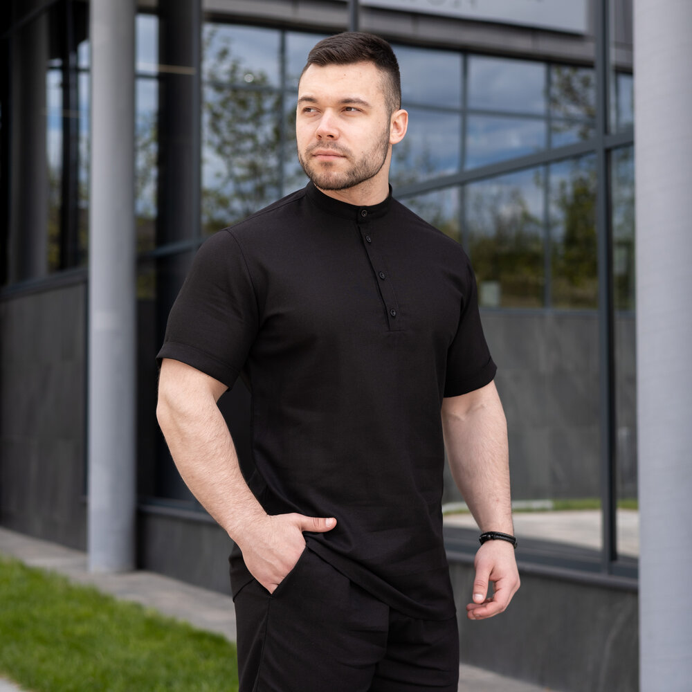 Чоловіча сорочка з коротким рукавом чорна Pobedov Molodist' POBEDOV - Фото 4