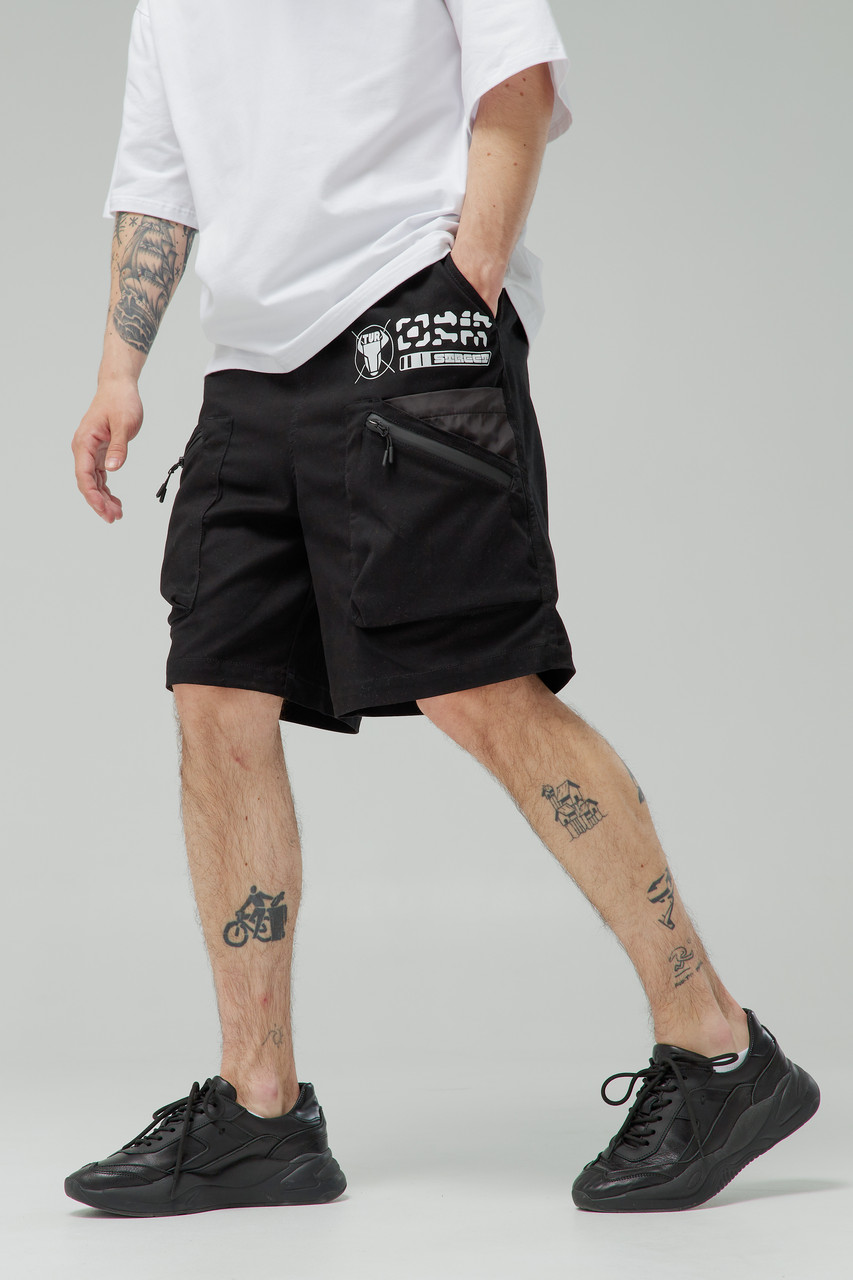 Мужские карго шорты с принтами черный от бренда ТУР модель Ханзо TURWEAR - Фото 6