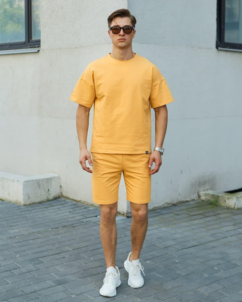 Летний комплект - оранжевая футболка мужская Quil (Квил), оранжевые шорты мужские Duncan (Дункан) TURWEAR - Фото 1