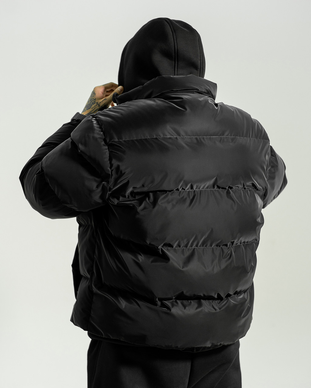 Зимова чоловіча куртка OGONPUSHKA Homie 2.0 Silk чорний Гармата Вогонь - Фото 6